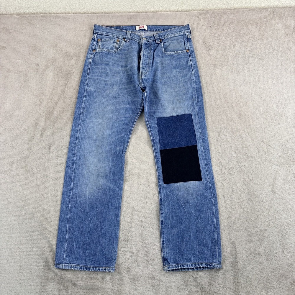 Levis 501 Patchwork Jeans‎ in Blue Fade Men 31x29 (Tag 32x34) Button Fly Turkey